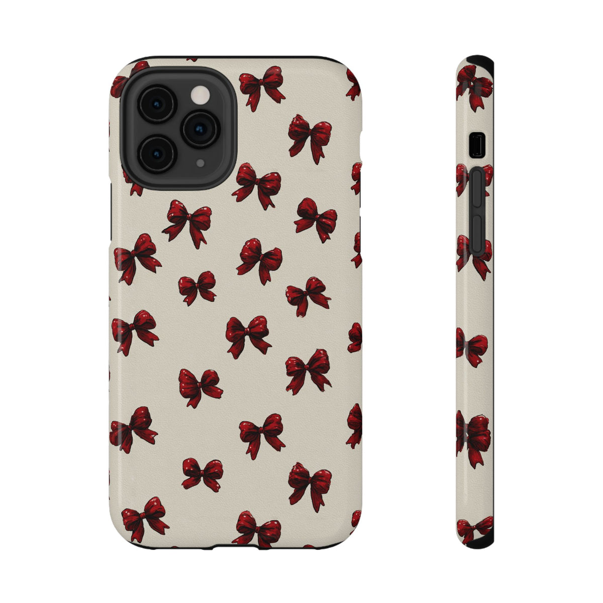 Burgundy Bow protective phone case for iPhone 11 Pro, glossy finish