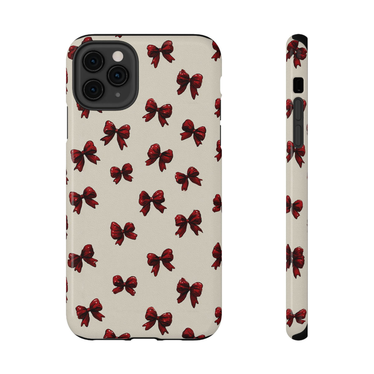 Burgundy Bow protective phone case for iPhone 11 Pro Max, glossy finish