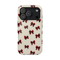Burgundy Bow MagSafe case for iPhone 18 Pro, glossy finish