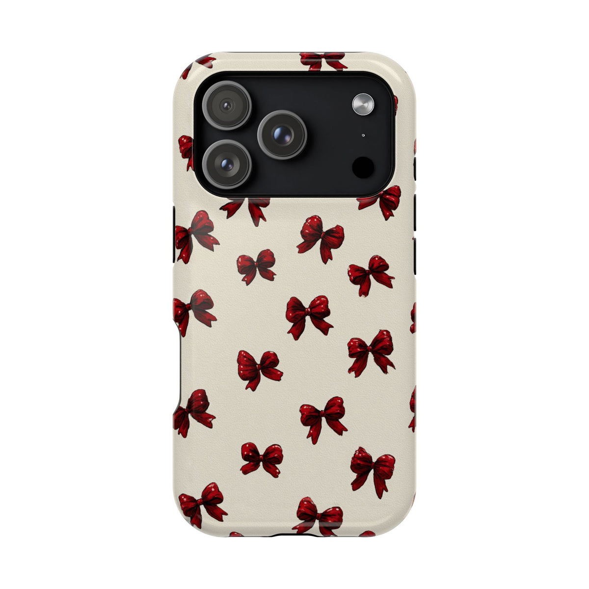 Burgundy Bow MagSafe case for iPhone 18 Pro, glossy finish