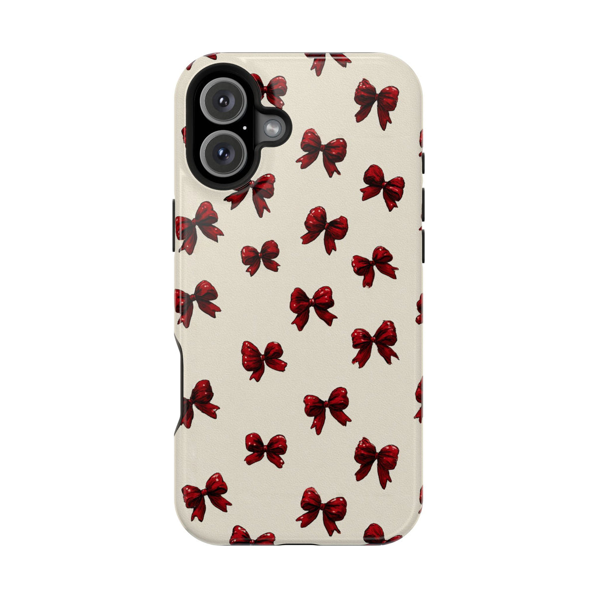 Burgundy Bow MagSafe case for iPhone 16 Plus, glossy finish