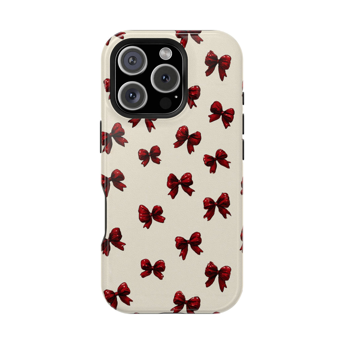 Burgundy Bow MagSafe case for iPhone 16 Pro, glossy finish