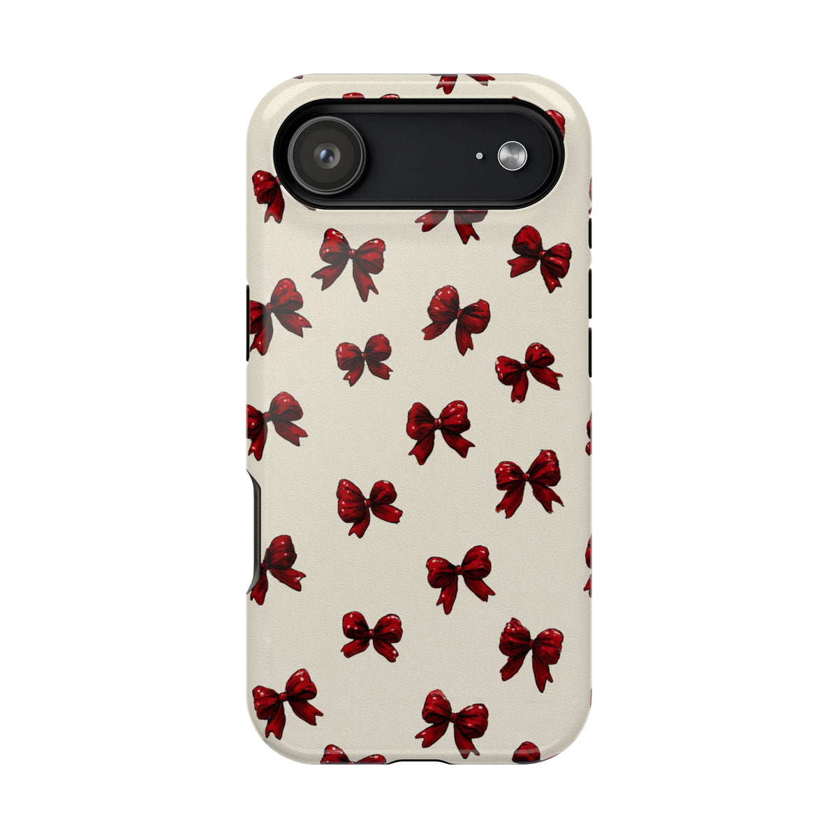 Burgundy Bow MagSafe case for iPhone 17 Air, glossy finish