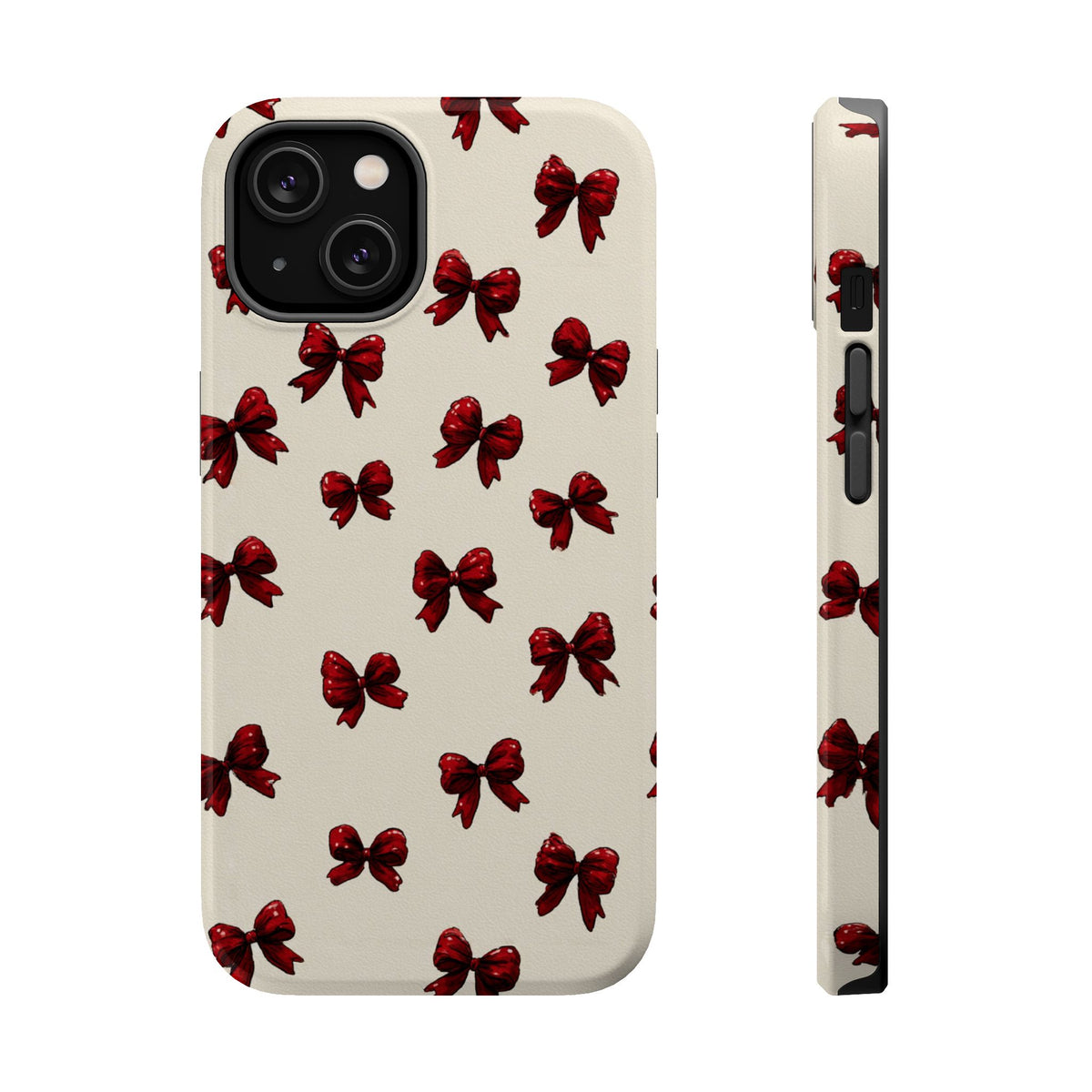Burgundy Bow MagSafe case for iPhone 14, glossy finish