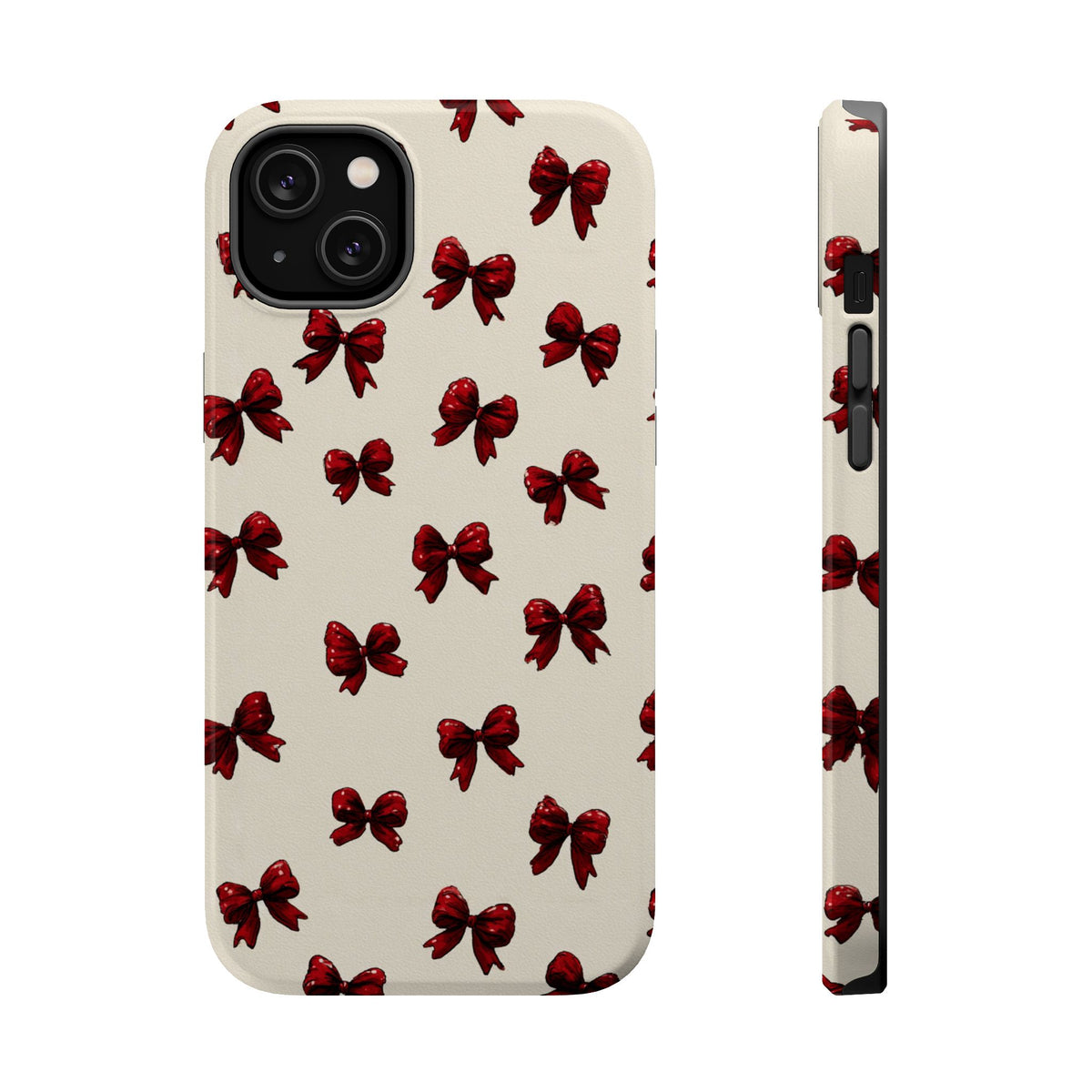 Burgundy Bow MagSafe case for iPhone 14 Plus, glossy finish