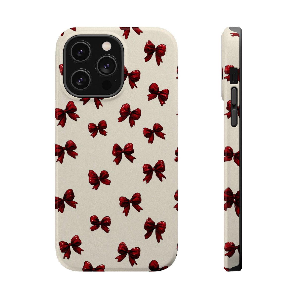 Burgundy Bow MagSafe case for iPhone 14 Pro Max, glossy finish