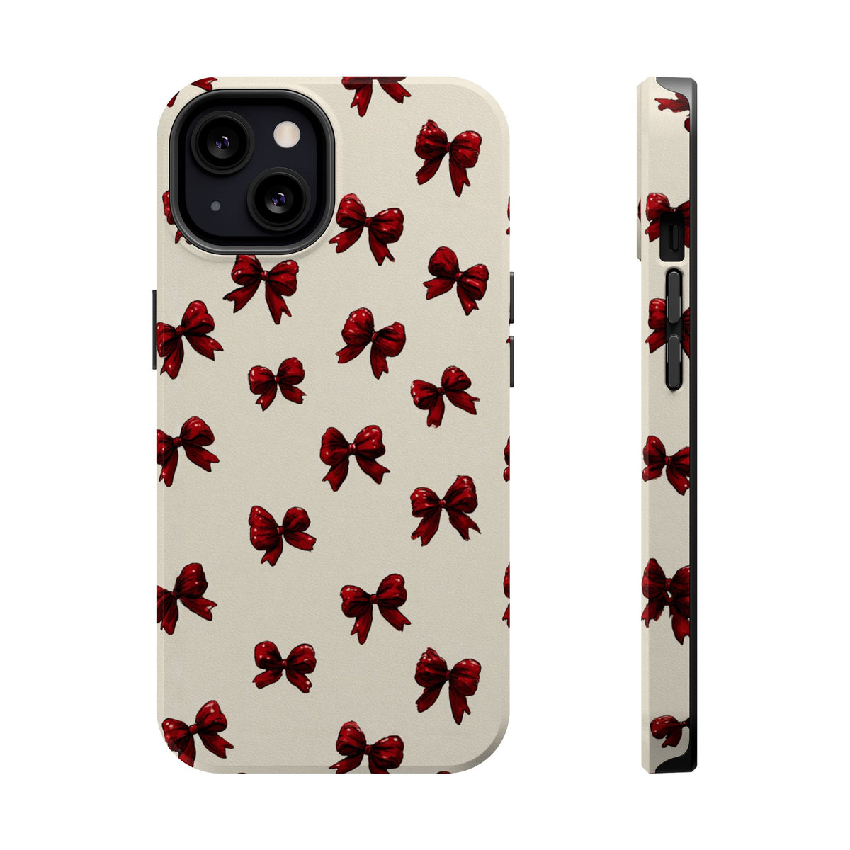 Burgundy Bow MagSafe case for iPhone 13, glossy finish
