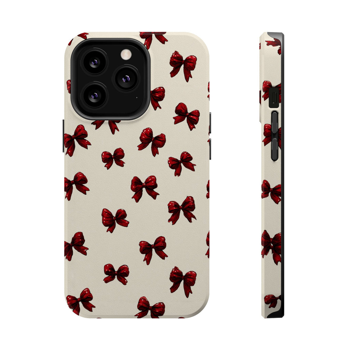 Burgundy Bow MagSafe case for iPhone 13 Pro, glossy finish