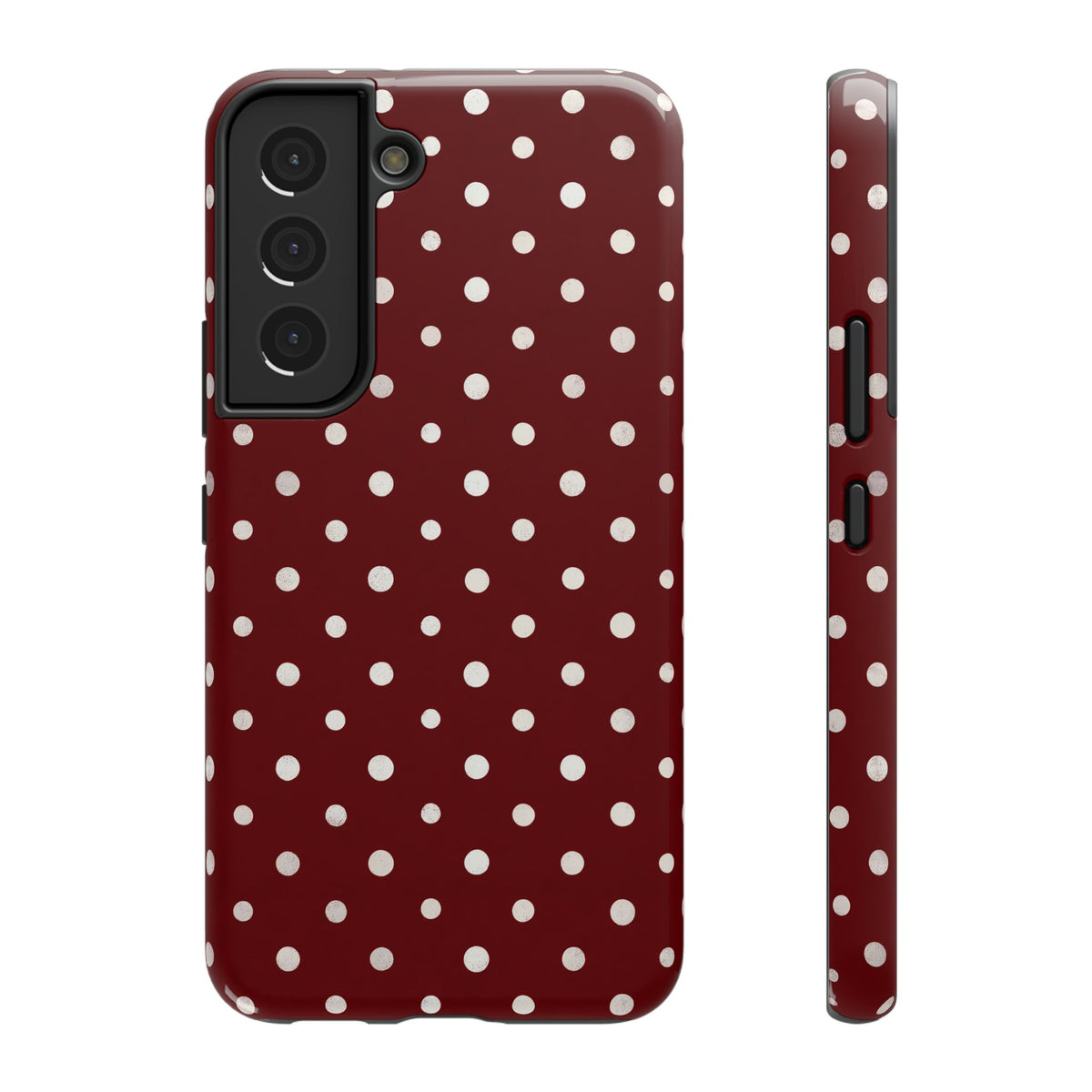 Burgundy Polka Dot protective phone case for Samsung Galaxy S22, glossy finish