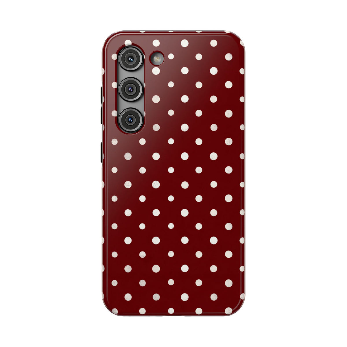 Burgundy Polka Dot protective phone case for Samsung Galaxy S23, glossy finish