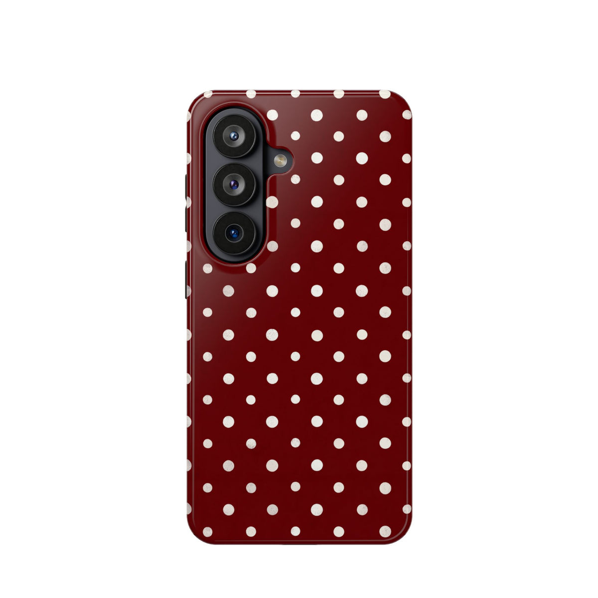 Burgundy Polka Dot protective phone case for Samsung Galaxy S26, glossy finish
