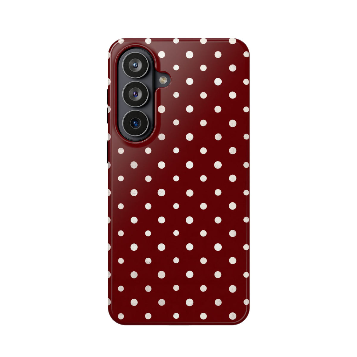 Burgundy Polka Dot protective phone case for Samsung Galaxy S26 Plus, glossy finish