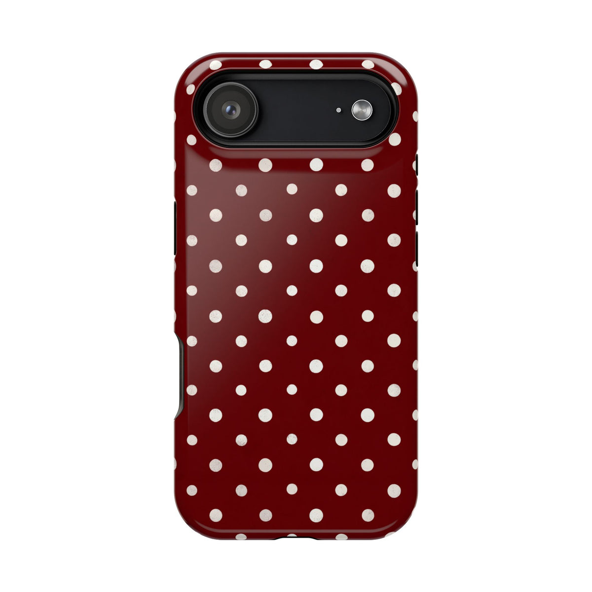 Burgundy Polka Dot MagSafe case for iPhone 17 Air, glossy finish
