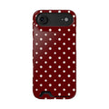 Burgundy Polka Dot phone case with card holder for iPhone 17 Air, glossy finish