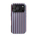 Burgundy Stripe protective phone case for iPhone 18 Pro, glossy finish
