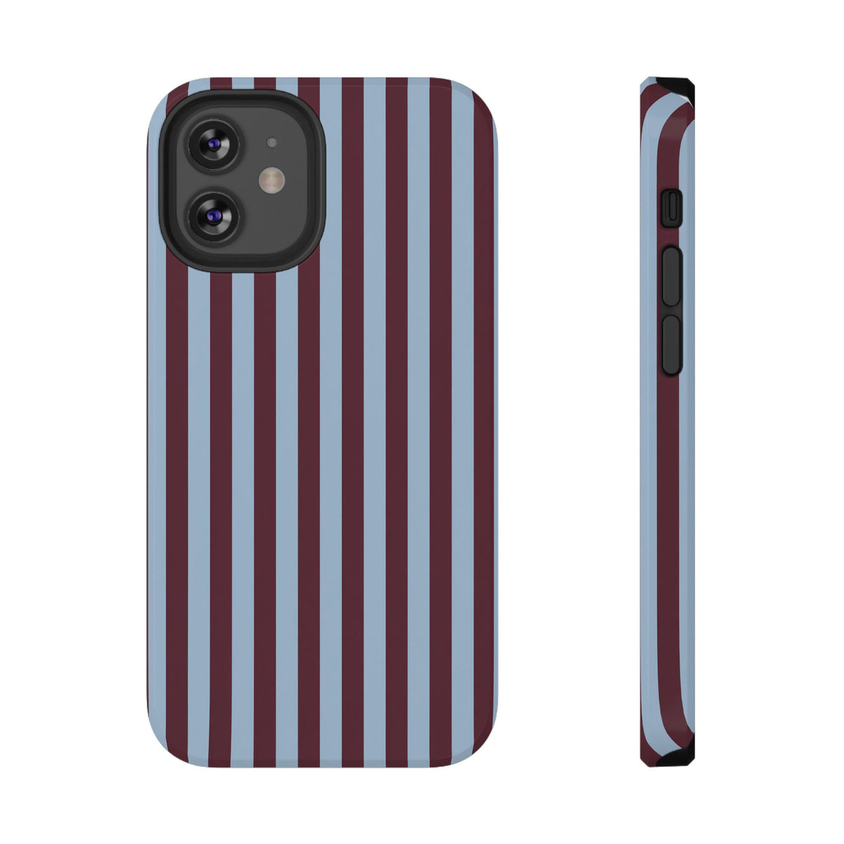 Burgundy Stripe protective phone case for iPhone 12 Mini, glossy finish