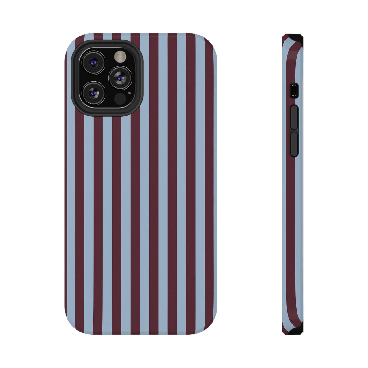 Burgundy Stripe protective phone case for iPhone 12 Pro, glossy finish
