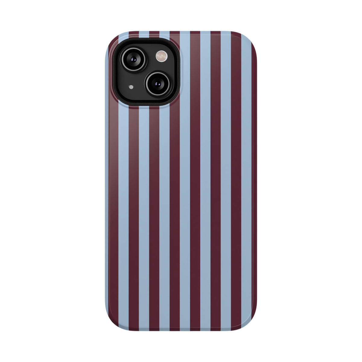Burgundy Stripe protective phone case for iPhone 14, glossy finish