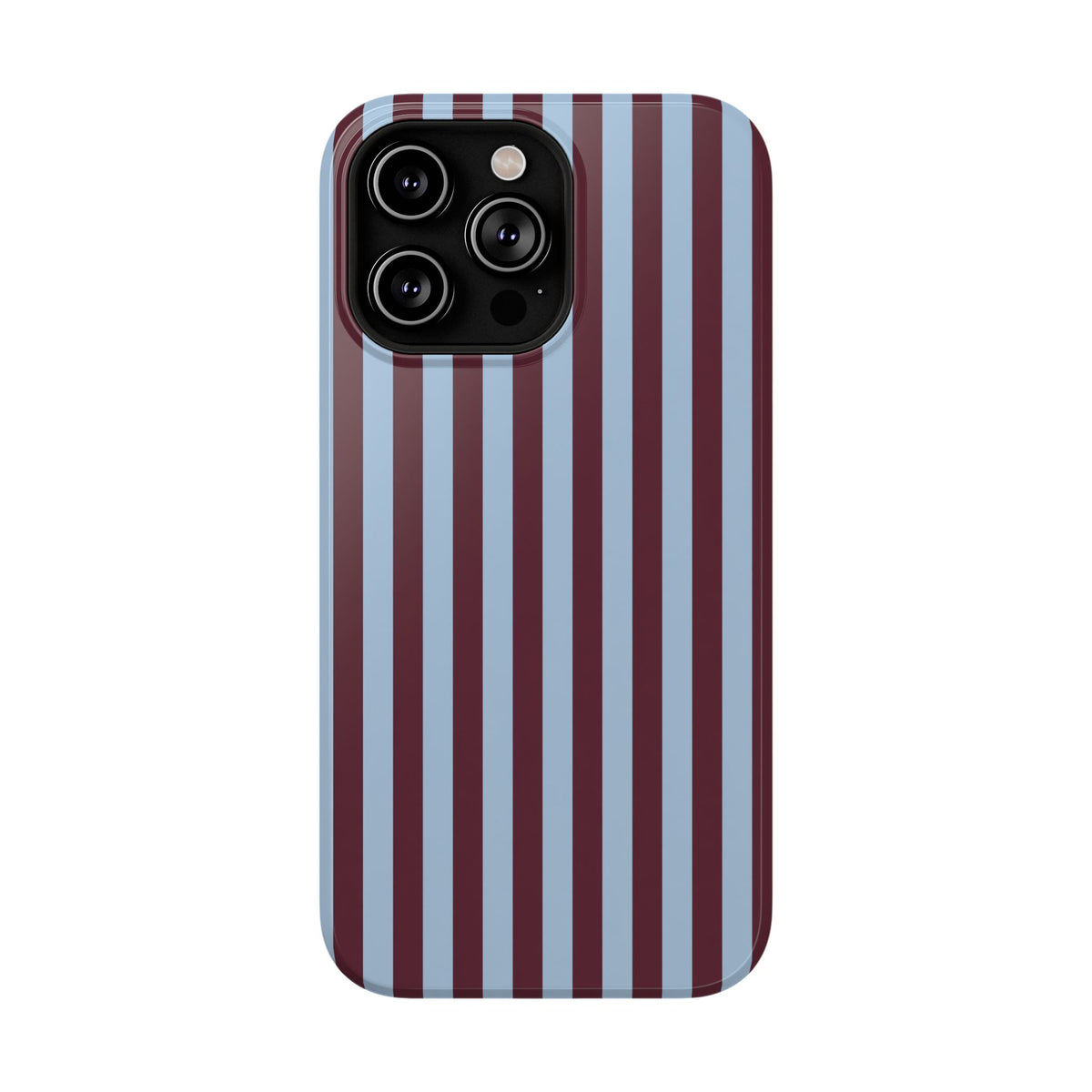 Burgundy Stripe protective phone case for iPhone 14 Pro Max, glossy finish