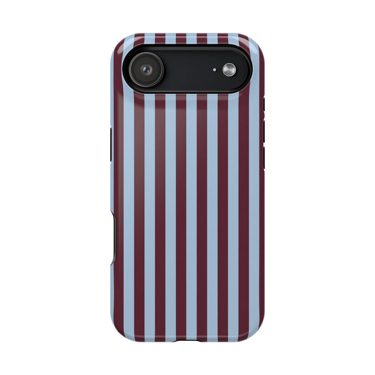 Burgundy Stripe protective phone case for iPhone 17 Air, glossy finish