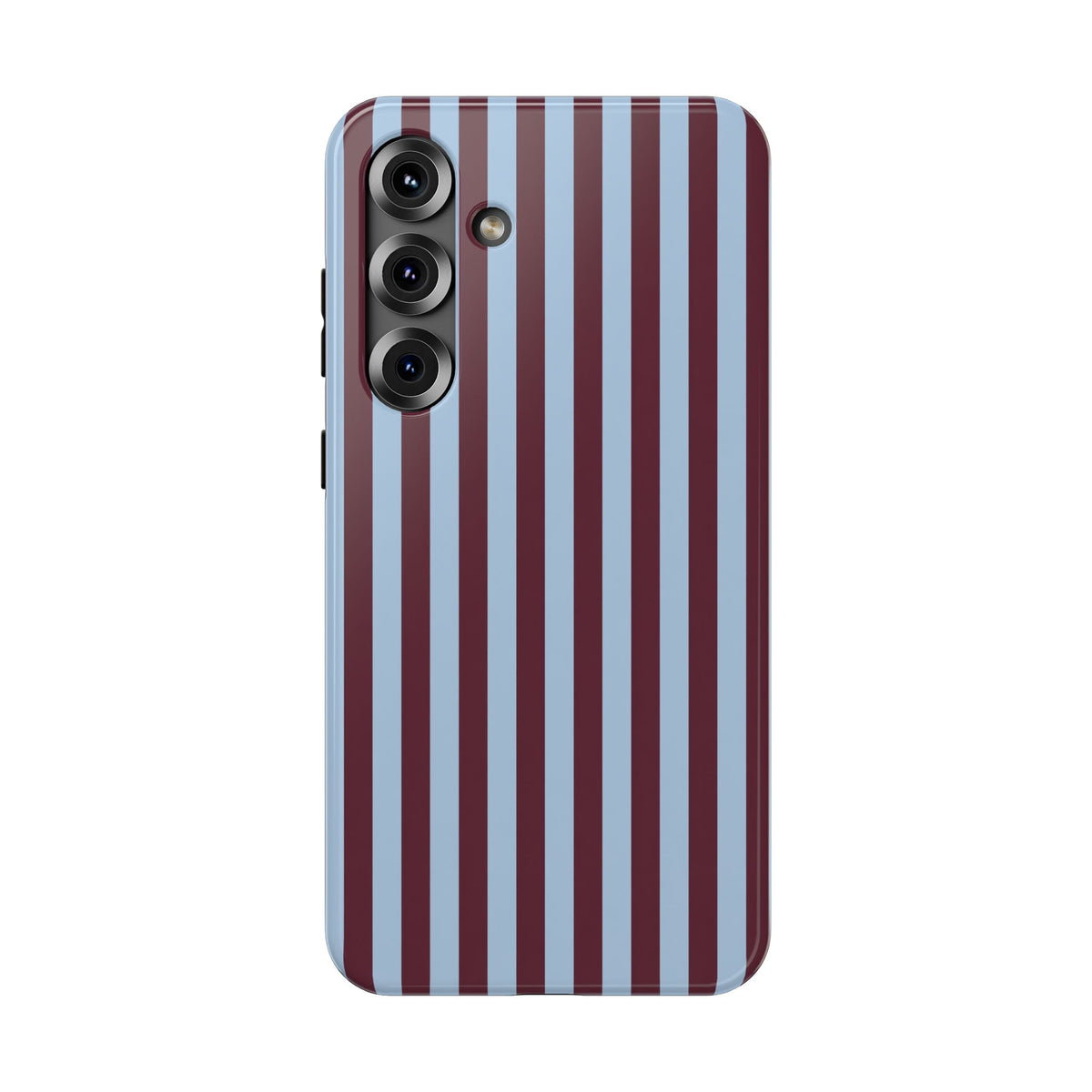 Burgundy Stripe protective phone case for Samsung Galaxy S25 Plus, glossy finish