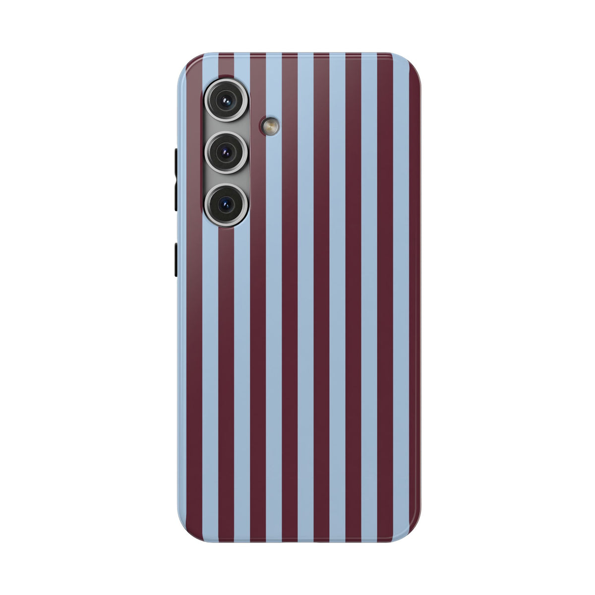 Burgundy Stripe protective phone case for Samsung Galaxy S24, glossy finish