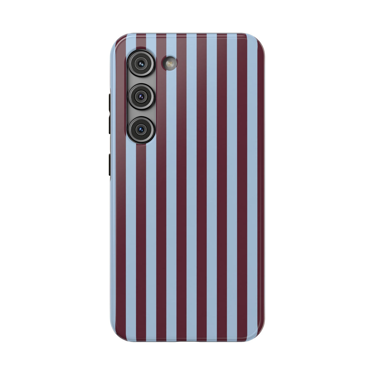 Burgundy Stripe protective phone case for Samsung Galaxy S23, glossy finish