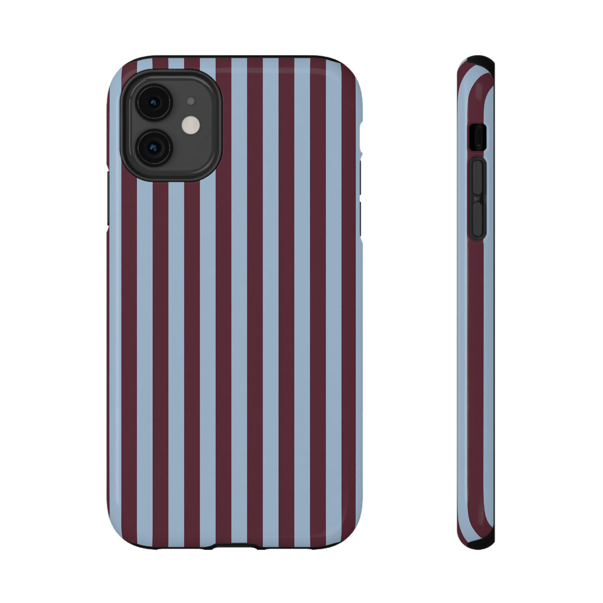 Burgundy Stripe protective phone case for iPhone 11, glossy finish