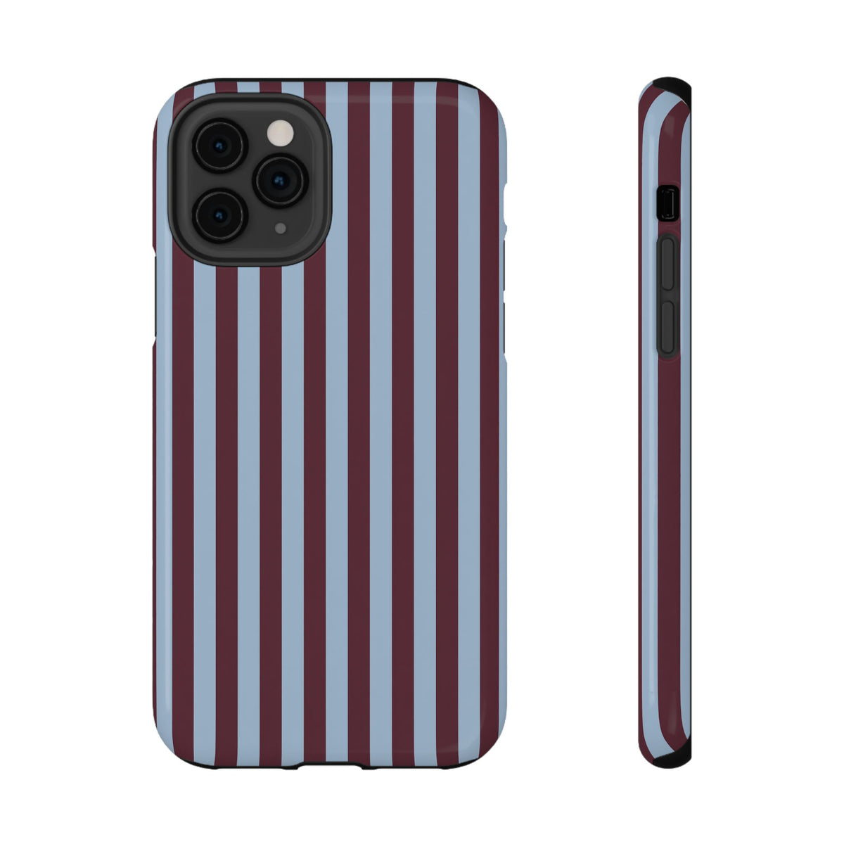 Burgundy Stripe protective phone case for iPhone 11 Pro, glossy finish