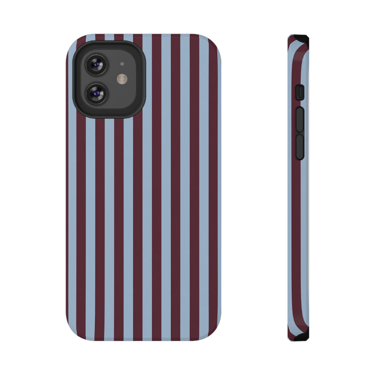 Burgundy Stripe protective phone case for iPhone 12, glossy finish