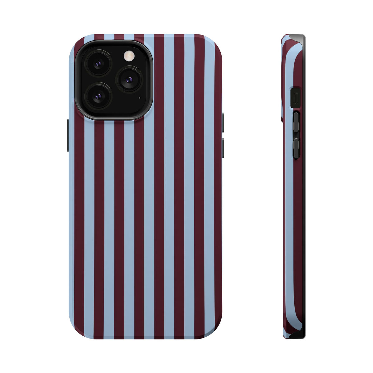 Burgundy Stripe MagSafe case for iPhone 13 Pro Max, glossy finish