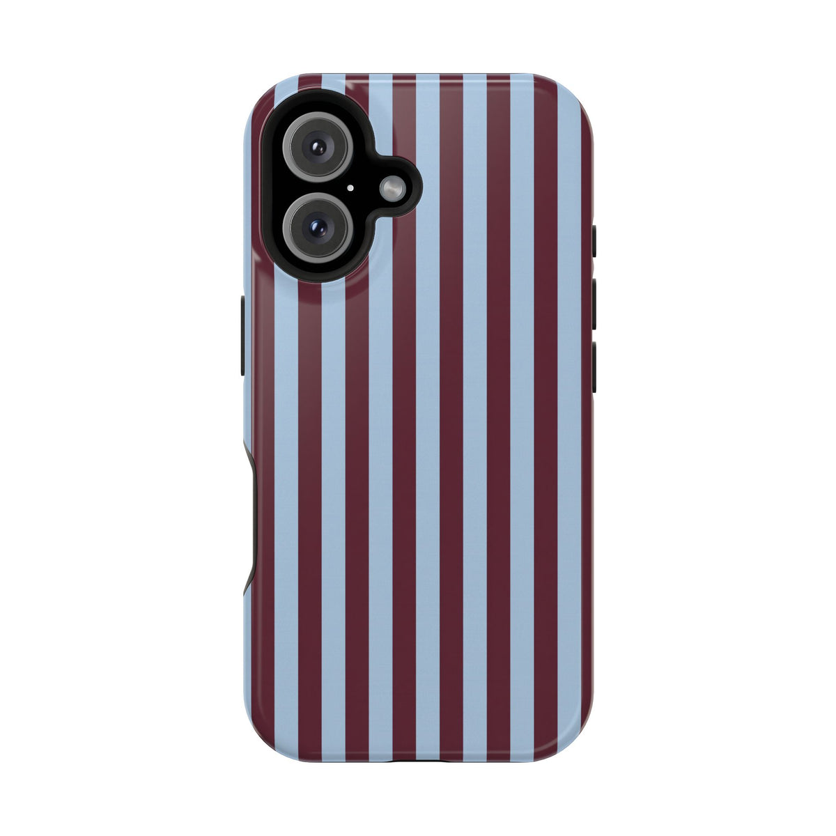 Burgundy Stripe MagSafe case for iPhone 16, glossy finish