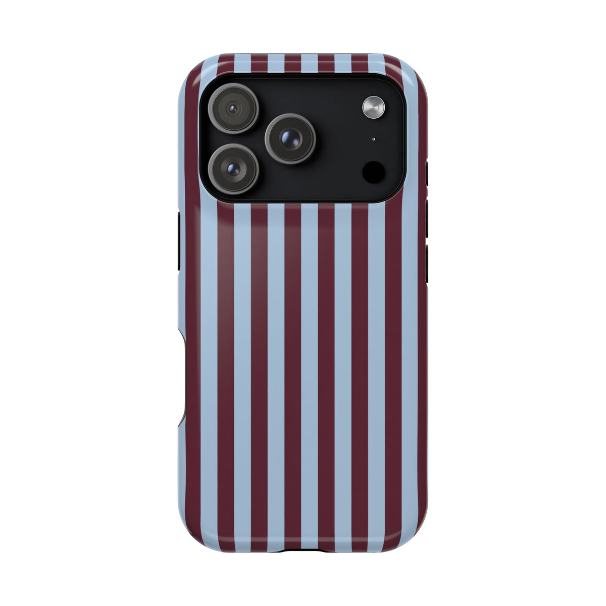 Burgundy Stripe MagSafe case for iPhone 17 Pro, glossy finish