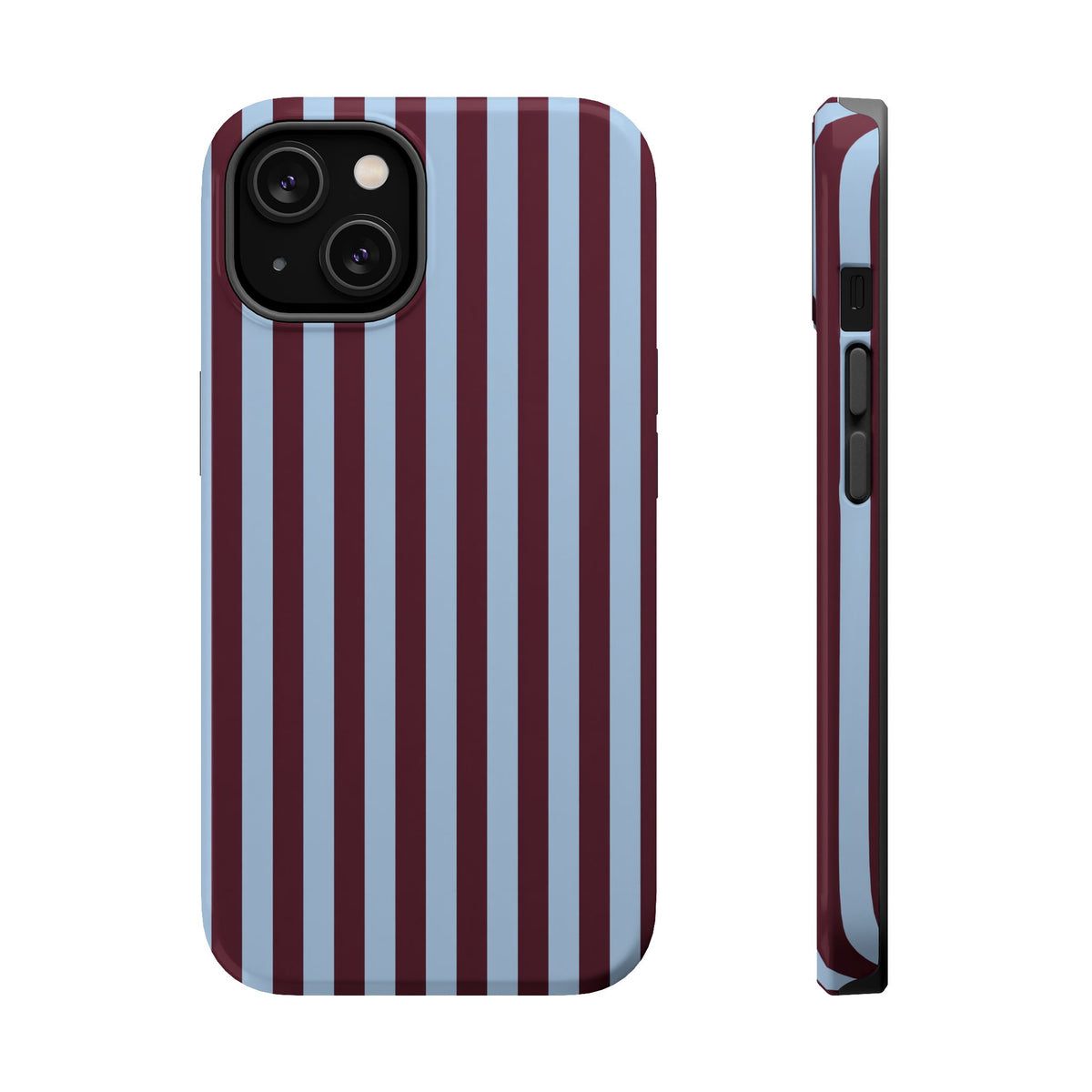 Burgundy Stripe MagSafe case for iPhone 14, glossy finish