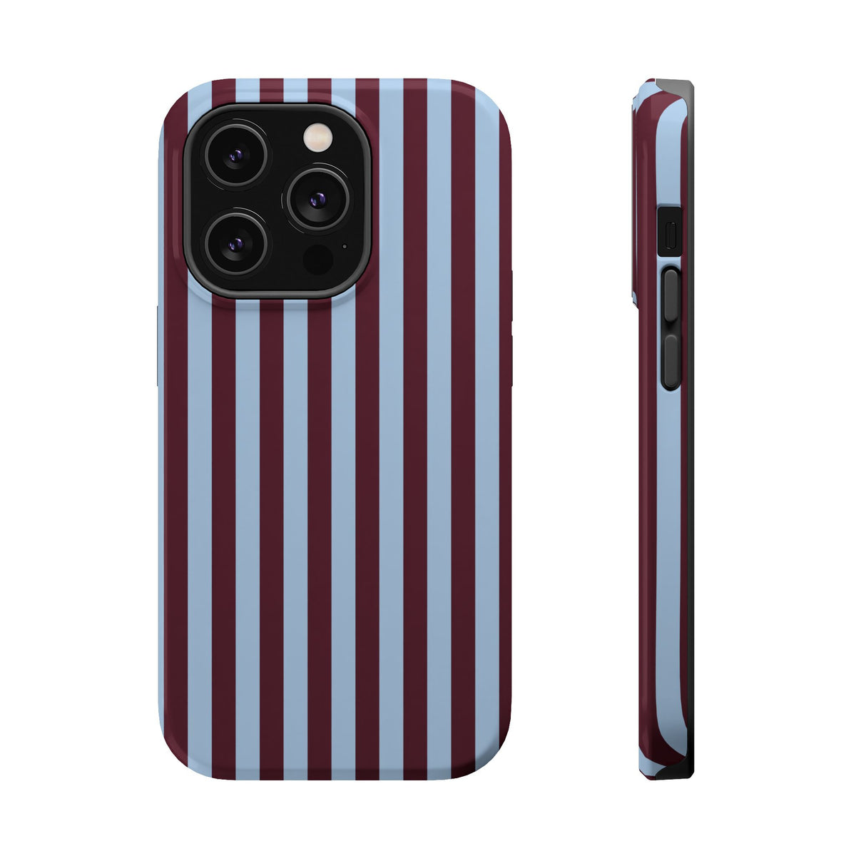 Burgundy Stripe MagSafe case for iPhone 14 Pro, glossy finish