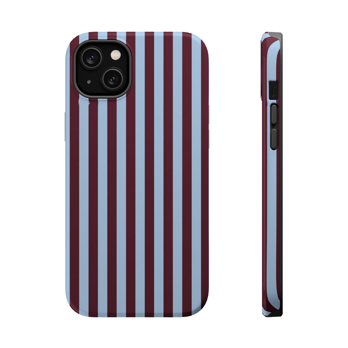 Burgundy Stripe MagSafe case for iPhone 14 Plus, glossy finish