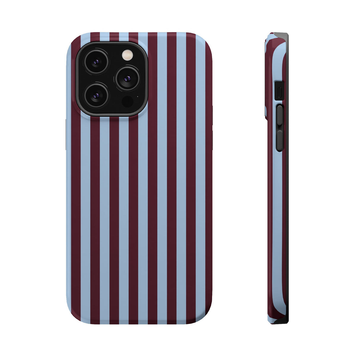 Burgundy Stripe MagSafe case for iPhone 14 Pro Max, glossy finish