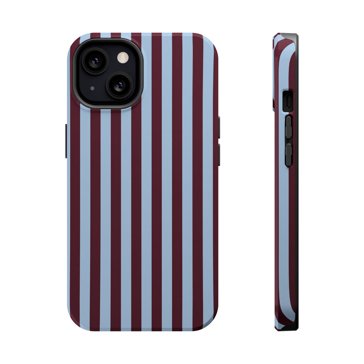 Burgundy Stripe MagSafe case for iPhone 13, glossy finish