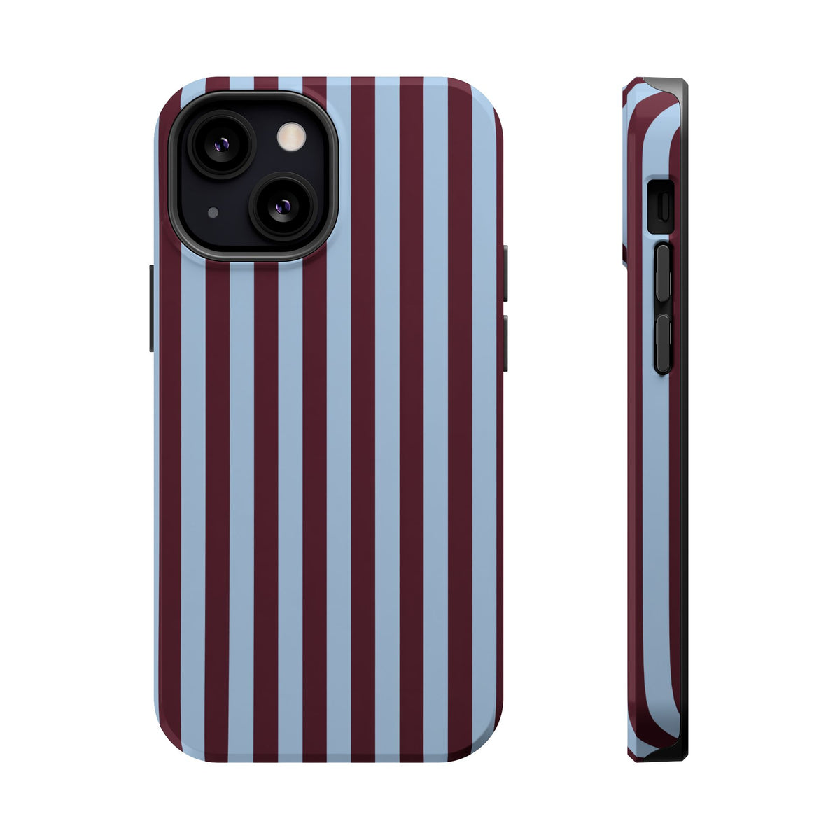 Burgundy Stripe MagSafe case for iPhone 13 Mini, glossy finish
