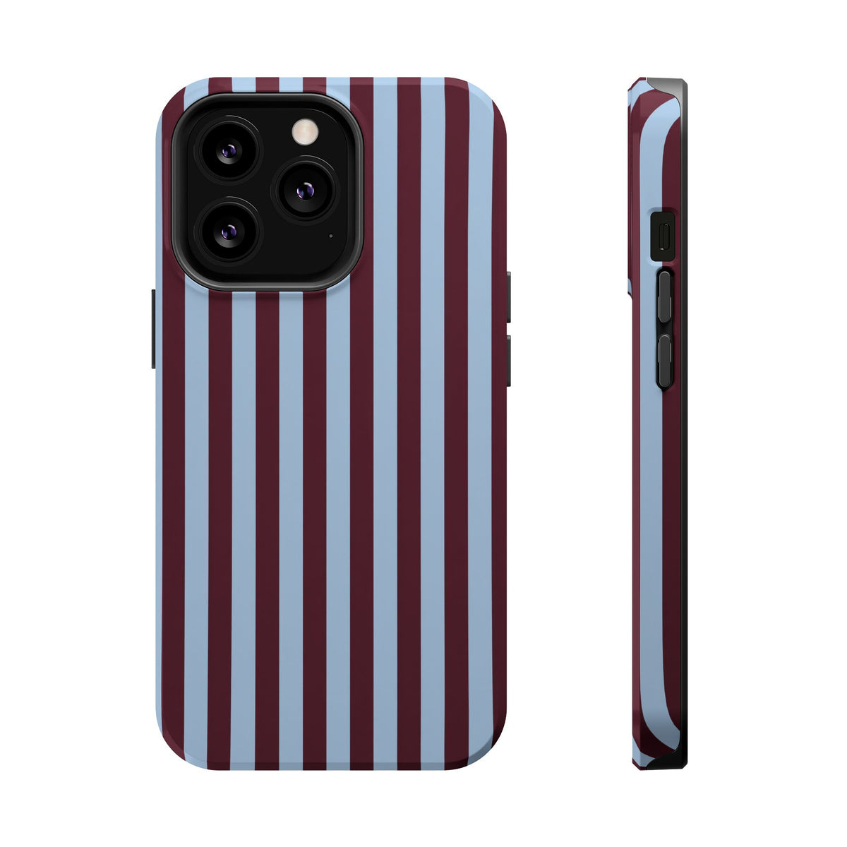 Burgundy Stripe MagSafe case for iPhone 13 Pro, glossy finish