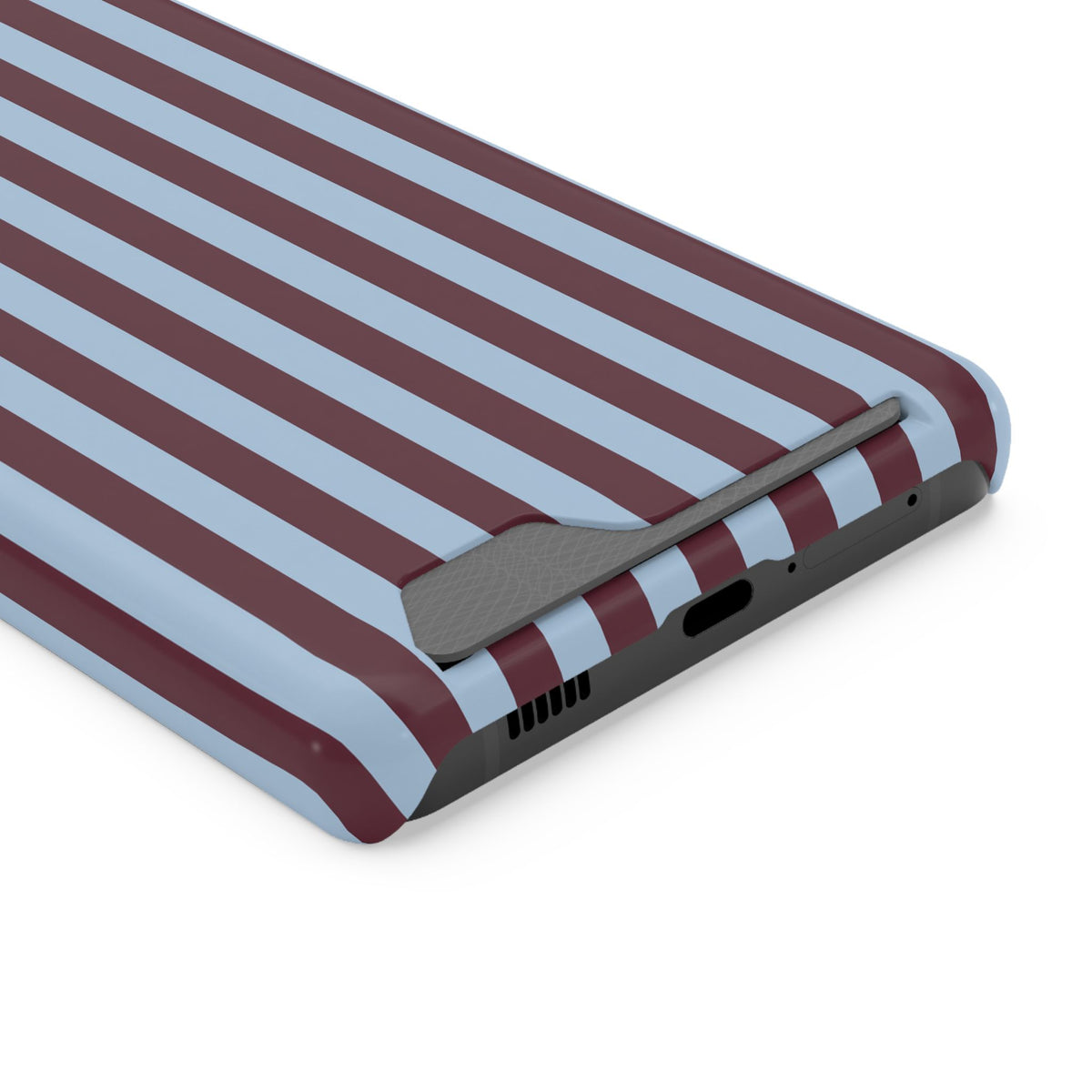 Burgundy Stripe phone case with card holder for Samsung Galaxy S21 Ultra, glossy finish