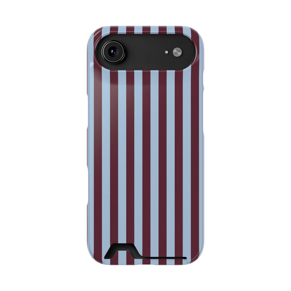 Burgundy Stripe phone case with card holder for iPhone 17 Air, glossy finish