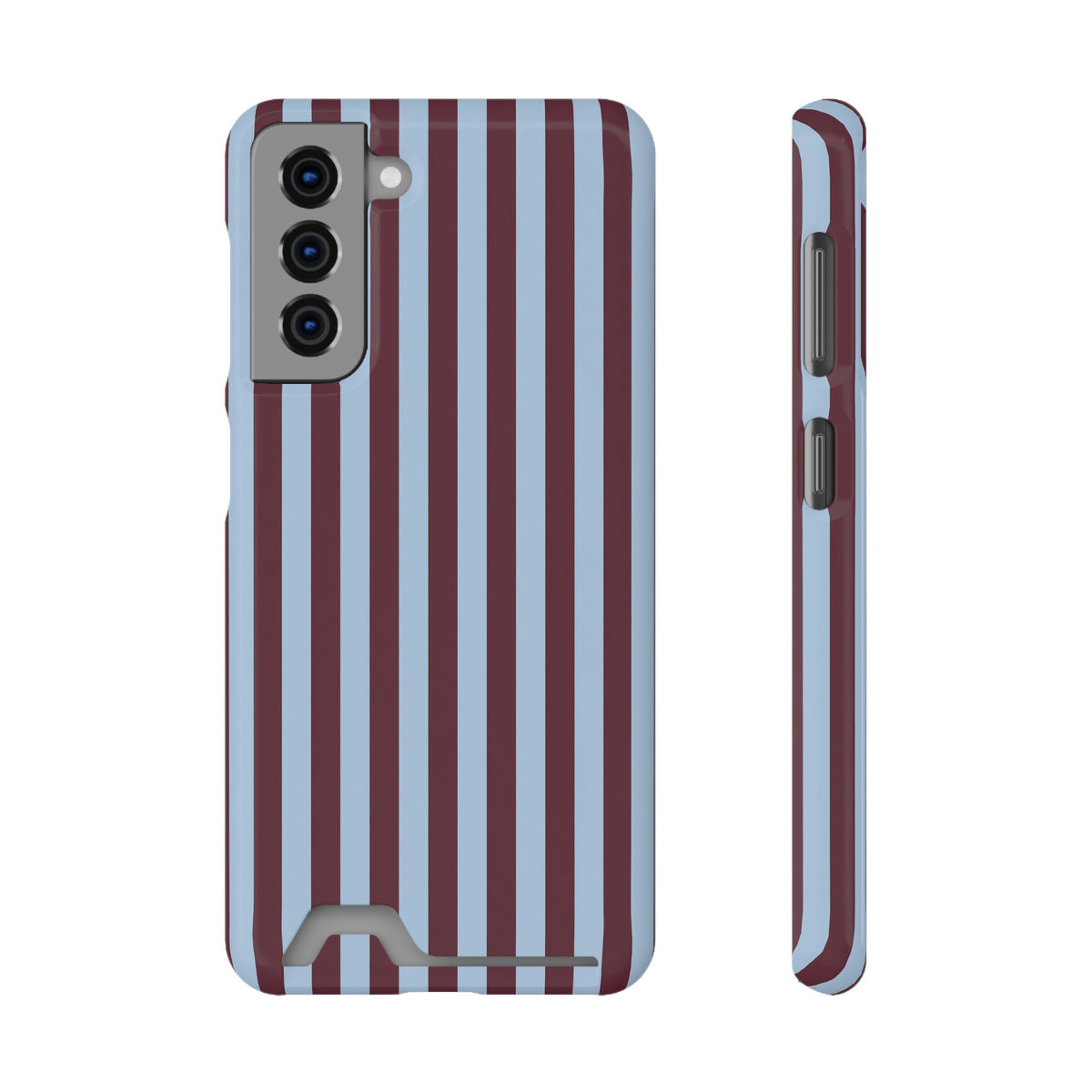 Burgundy Stripe phone case with card holder for Samsung Galaxy S21, glossy finish