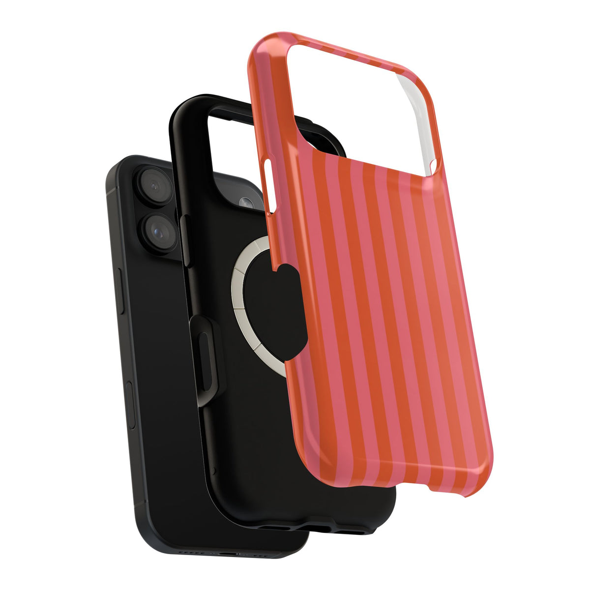 Cabana Stripe MagSafe case, close-up of the dual-layer construction