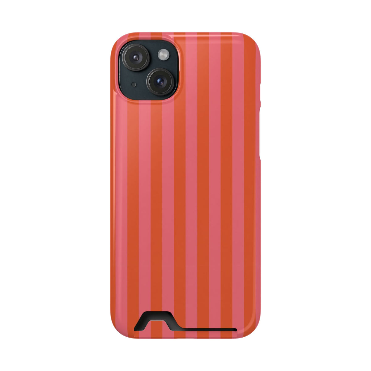 Cabana Stripe phone case with card holder for iPhone 15 Plus, glossy finish