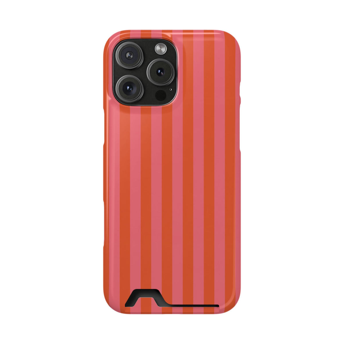 Cabana Stripe phone case with card holder for iPhone 16 Pro Max, glossy finish
