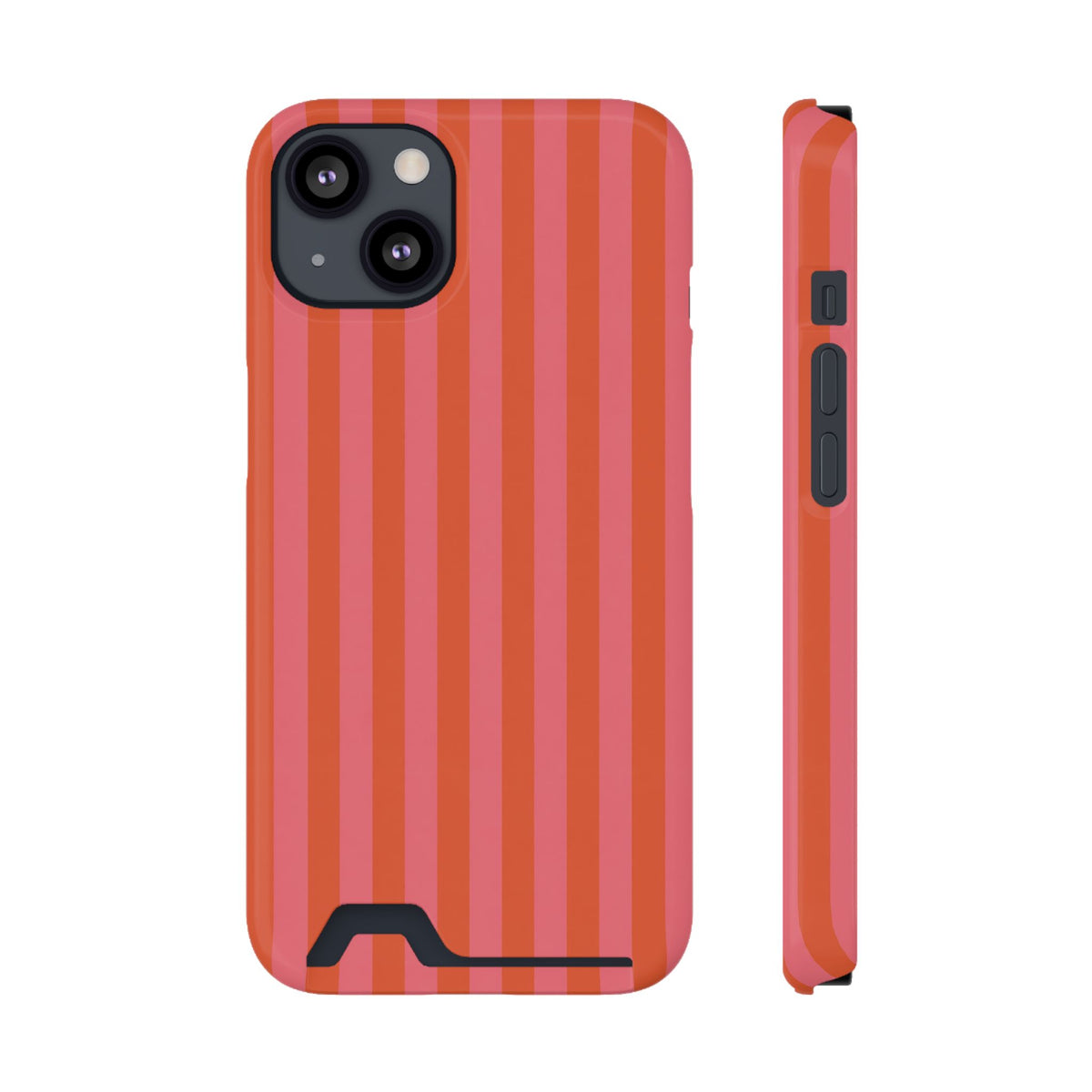 Cabana Stripe phone case with card holder for iPhone 13, glossy finish