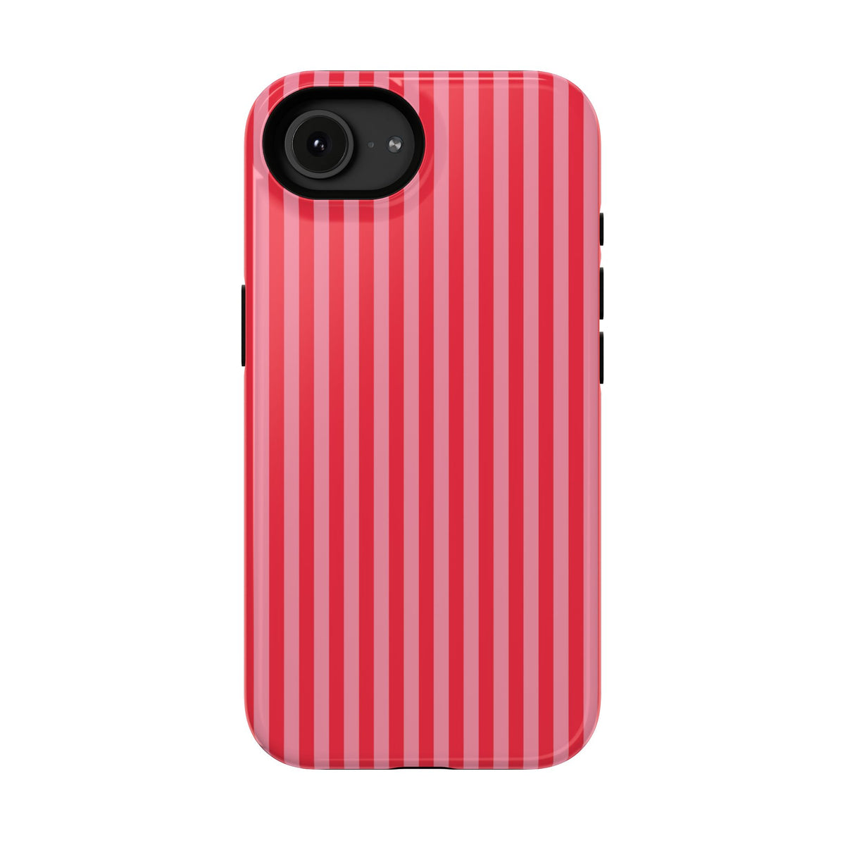 Candy Red Stripe protective phone case for iPhone 16e, glossy finish