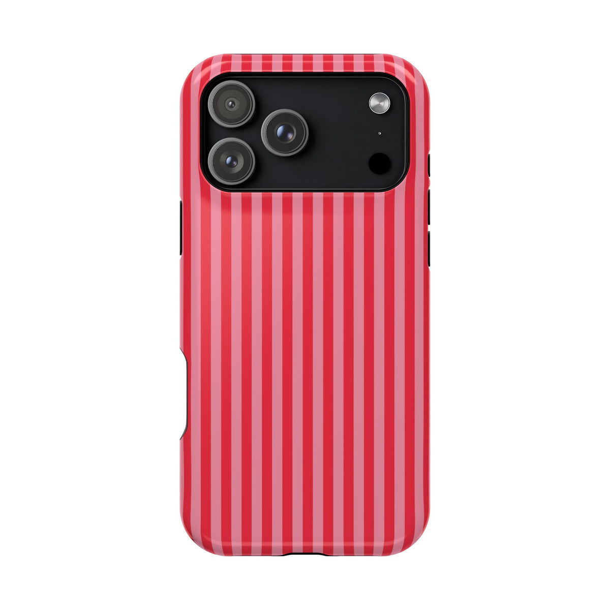 Candy Red Stripe protective phone case for iPhone 18 Pro Max, glossy finish