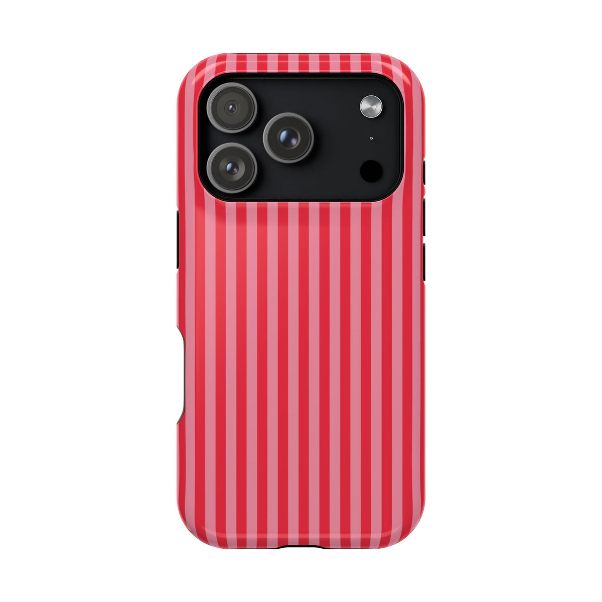Candy Red Stripe MagSafe case for iPhone 17 Pro, glossy finish